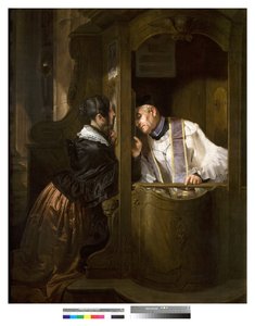 De biecht, 1838 door Giuseppe Molteni
