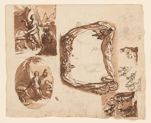 Judith en Holofernes en Andere Studies (recto); Diana en Endymion (verso) door Giuseppe Nicola Nasini