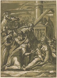 De Aanbidding der Wijzen door Giuseppe Nicolo Vicentino, after Parmigianino