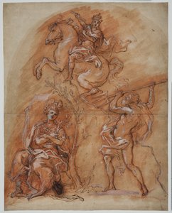 Allegorie met een ruitermonument, Minerva en Neptunus door Giuseppe Passeri