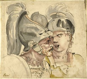 Twee soldaten met helm in gesprek door Giuseppe Passeri