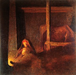 De oude vrouw in de schuur door Giuseppe Pellizza da Volpedo