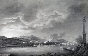 Genua gebombardeerd door Engelse vloot, 25 mei 1800 (staalgravure) door Giuseppe Pietro Bagetti