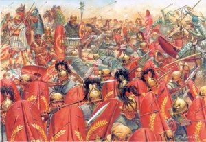 Oud Rome: de Slag bij Carrhes (of Charan) versloeg de Romeinse legioenen onder generaal Crassus, door de Parthen geleid door generaal Surena op 9 juni