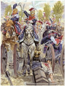 Eerste Keizerrijk, Spaanse Oorlog: de Poolse cavalerieaanval bij de Slag van Somosierra in 1808 door Giuseppe Rava