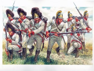 Eerste Keizerrijk: Grenadiers van de Oostenrijkse infanterie in 1809 - Illustratie door Giuseppe Rava