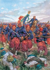 Italiaanse Campagne van 1859 (Tweede Italiaanse Onafhankelijkheidsoorlog): de charge van de Zouaven van het Franse Leger van Napoleon III tijdens de Slag bij Solferino op 24/06/1859 - Tweede Italiaanse Onafhankelijkheidsoorlog (Frans-Oostenrijkse Oorlog, O