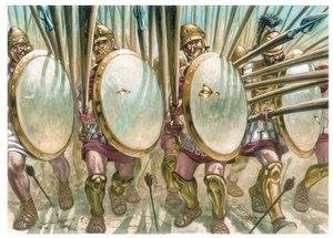 Koninkrijk Macedonië: de aanval van Macedonische phalangisten - Illustratie door Giuseppe Rava door Giuseppe Rava