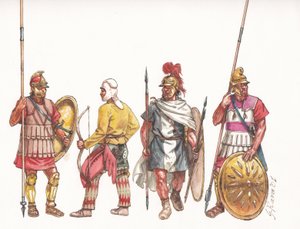 Macedonische leger phalangitis piekenier boogschutter en Perzische huurling