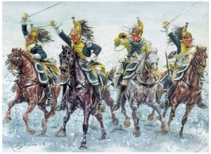 Napoleontische oorlogen: Engelse Dragoons die aanvallen - Illustratie door Giuseppe Rava door Giuseppe Rava