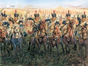 Napoleontische oorlogen: Engelse cavalerie in aanval - Illustratie door Giuseppe Rava