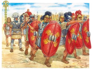 Romeinse Oudheid (Republiek): een groep Romeinse legionairs (Illustratie door Giuseppe Rava) door Giuseppe Rava