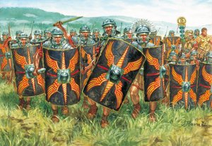 Romeinse oudheid: een groep Romeinse legionairs - Illustratie door Giuseppe Rava door Giuseppe Rava