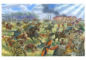 Romeinse cavalerie vecht tegen het Frankische leger door Giuseppe Rava