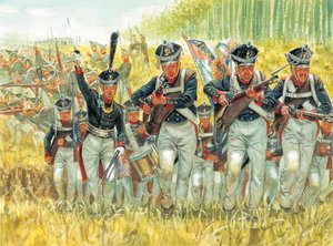 Russische campagne: Russische linie-infanterie tegen het leger van Napoleon I in 1812