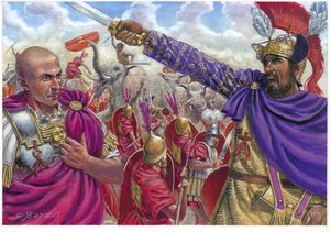 Scipio Africanus en Hannibal (Illustratie door Giuseppe Rava)