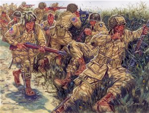 Tweede Wereldoorlog: 101st Airborne Division (101st US Airborne Division) bijgenaamd Screaming Eagles - Illustratie door Giuseppe Rava