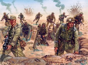 Tweede Wereldoorlog, Noord-Afrikaanse campagne: soldaat van het Deutsches Afrikakorps (Afrika Korps, Afrikakorps of DAK), Duitse expeditieleger, in de Libische woestijn