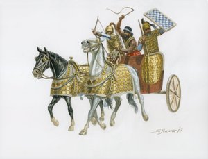 Oorlogswagen Cananeen 15e eeuw v.Chr. door Giuseppe Rava