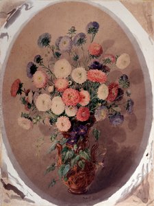Bosje madeliefjes. Aquarel door Giuseppe Roda (19e eeuw) 1863. Genes, Galleria d