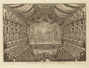 De uitvoering van La Serenata in het Koninklijk Paleis van Napels door Giuseppe Vasi