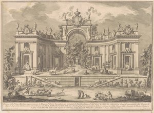 De Prima Macchina voor de Chinea van 1766: Het Paleis van Orpheus door Giuseppe Vasi, after Giuseppe Palazzi, after Paolo Posi