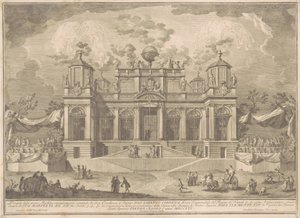 De Prima Macchina voor de Chinea van 1770: Een Romeins gebouw voor handel door Giuseppe Vasi, after Giuseppe Palazzi, after Paolo Posi
