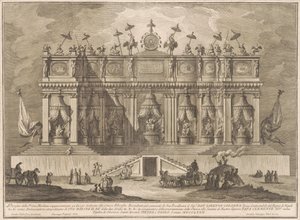 De Prima Macchina voor de Chinea van 1772: Een gebouw gewijd aan de Chinese filosofie door Giuseppe Vasi, after Giuseppe Palazzi, after Paolo Posi