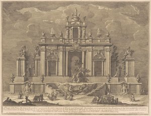De Prima Macchina voor de Chinea van 1774: Hercules en de Draak in de Tuin van de Hesperiden door Giuseppe Vasi, after Giuseppe Palazzi, after Paolo Posi