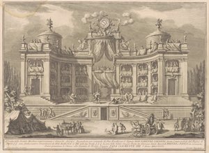 De Tweede Macchina voor de Chinea van 1766: Een Theater voor Atletische Spelen door Giuseppe Vasi, after Giuseppe Palazzi, after Paolo Posi