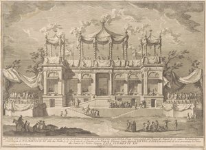 De Seconda Macchina voor de Chinea van 1770: De vismarkt portiek door Giuseppe Vasi, after Giuseppe Palazzi, after Paolo Posi