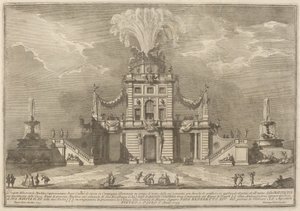 Een koninklijk jachtcasino op het platteland, voor het "Chinea"-festival door Giuseppe Vasi after Paolo Posi