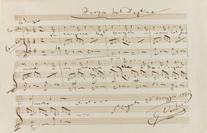 Muzikale citaat uit La forza del destino, St Agata, 28 mei 1869, 1869 door Giuseppe Verdi