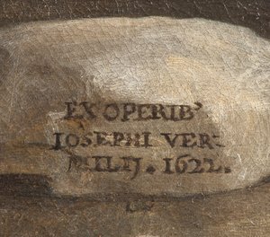 Handtekening van de Kunstenaar, Geboorte van Christus (detail)