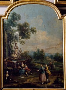 Vrijetijdsbesteding op een landhuis door Giuseppe Zais