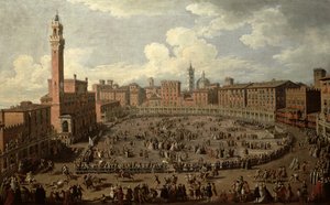 De Palio, Piazza del Campo, Siena door Giuseppe Zocchi