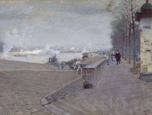 De Seine in Parijs door Giuseppe de Nittis