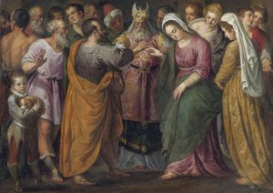 Het huwelijk van Maria en Jozef door Giuseppe della Porta Salviati