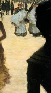 Terugkeer uit het Bois de Boulogne, Dame met een hond (detail) door Giuseppe or Joseph de Nittis