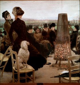 De races in het Bois de Boulogne door Giuseppe or Joseph de Nittis