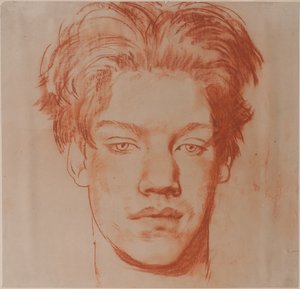 Hoofd van een jonge man (rode krijt)