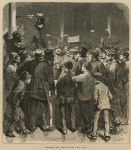 Columbia Vismarkt - de eerste verkoop (gravure)