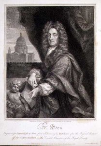 Portret van Christopher Wren gegraveerd voor Elme