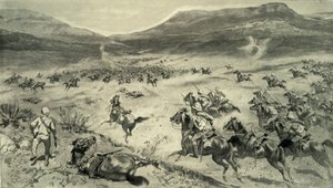 De Laatste Stand van de Boeren voor Kimberley - Aanval van Britse Cavalerie, 1900 door Godfrey Douglas Giles