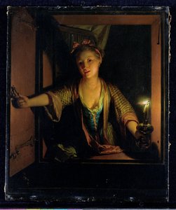 Een Meisje bij het Raam door Godfried Schalken or Schalcken