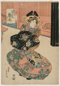 De Courtisane Hinaogi van de Daikokuya bij de Ingang van Kadomachi, ca. late 1820s of vroege 1830s door Gokotei Sadakage