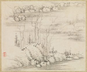 Landschappen en bomen, ca. 1679 door Gong Xian