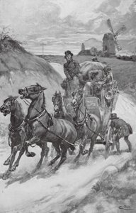 Een postkoets in vroegere tijden door Gordon Frederick (after) Browne
