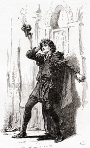 Een scène uit William Shakespeares toneelstuk Hamlet, Act I, Scene 5