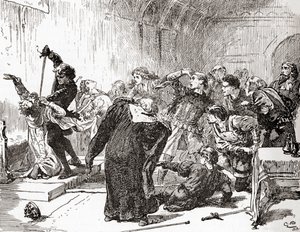 Een scène uit William Shakespeares toneelstuk Hamlet, Act V, Scene 2